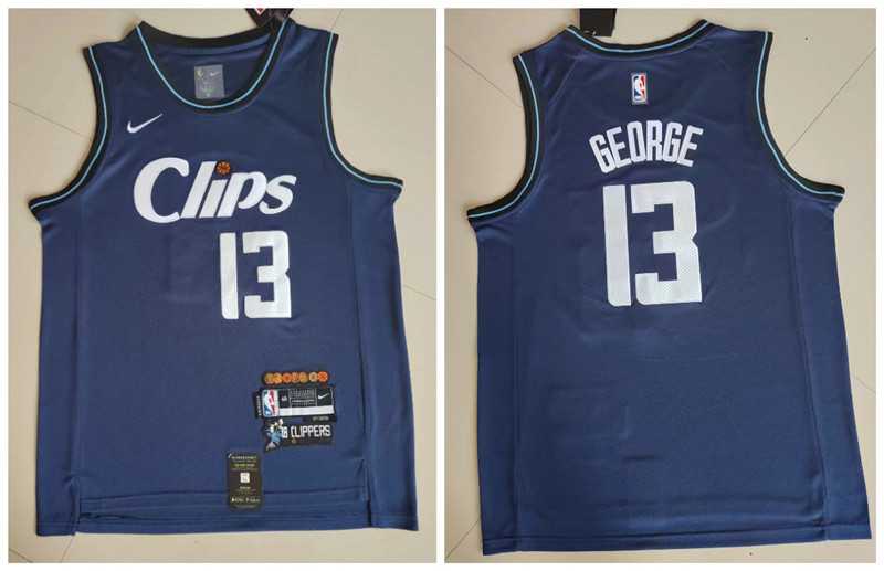 Clippers 13 Paul George Navy Nike 2023-24 City Edition Swingman Jersey->memphis grizzlies->NBA Jersey